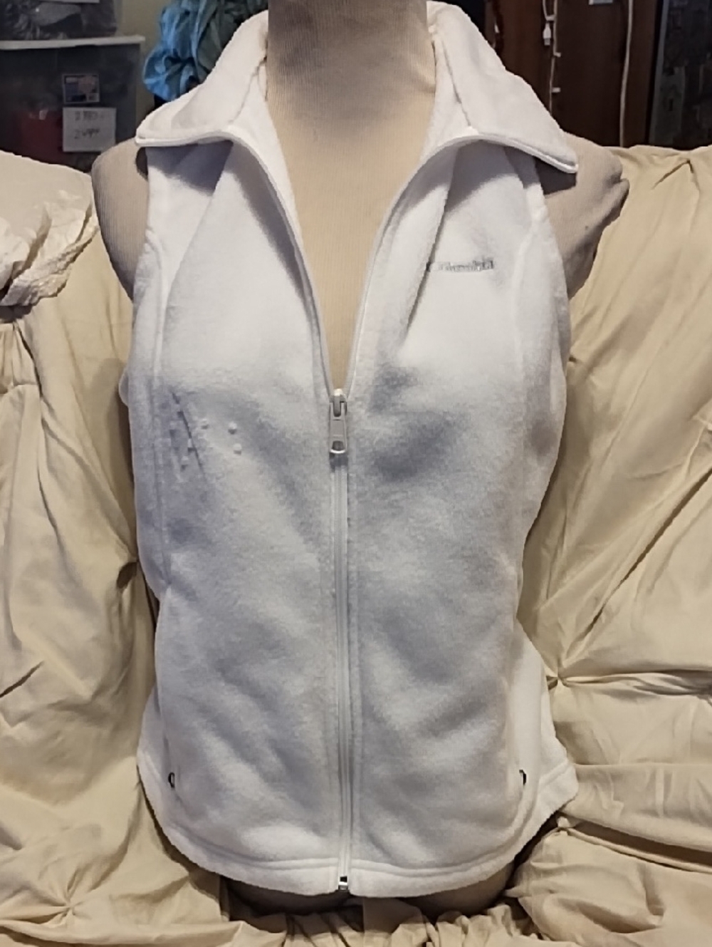 Columbia White Fleece Vest